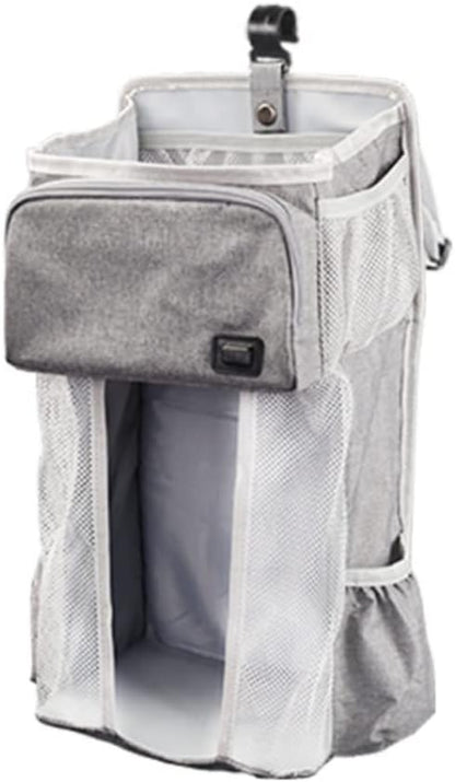 Hanging Diaper Caddy Diaper Organizer for Changing Table Diaper Stacker for Cribs with USB Baby Wipe Warmer Baby Essentials Storage (Grey)
