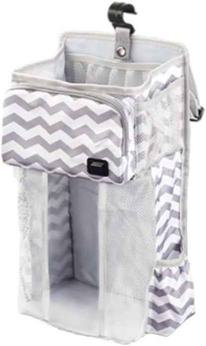 Hanging Diaper Caddy Diaper Organizer for Changing Table Diaper Stacker for Cribs with USB Baby Wipe Warmer Baby Essentials Storage (Grey)