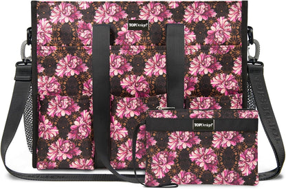 Utility Water Resistant Tote Bag with 22 Pockets, Zipper Closure