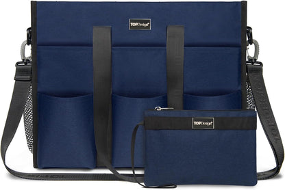 Utility Water Resistant Tote Bag with 22 Pockets, Zipper Closure