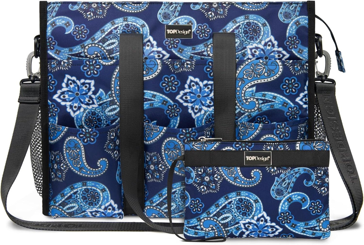 Utility Water Resistant Tote Bag with 22 Pockets, Zipper Closure