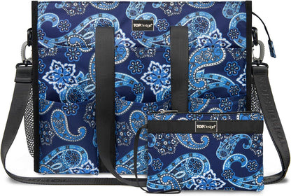 Utility Water Resistant Tote Bag with 22 Pockets, Zipper Closure