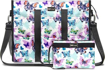 Utility Water Resistant Tote Bag with 22 Pockets, Zipper Closure