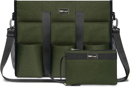 Utility Water Resistant Tote Bag with 22 Pockets, Zipper Closure