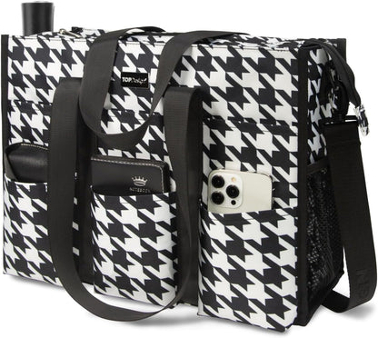 Utility Water Resistant Tote Bag with 22 Pockets, Zipper Closure