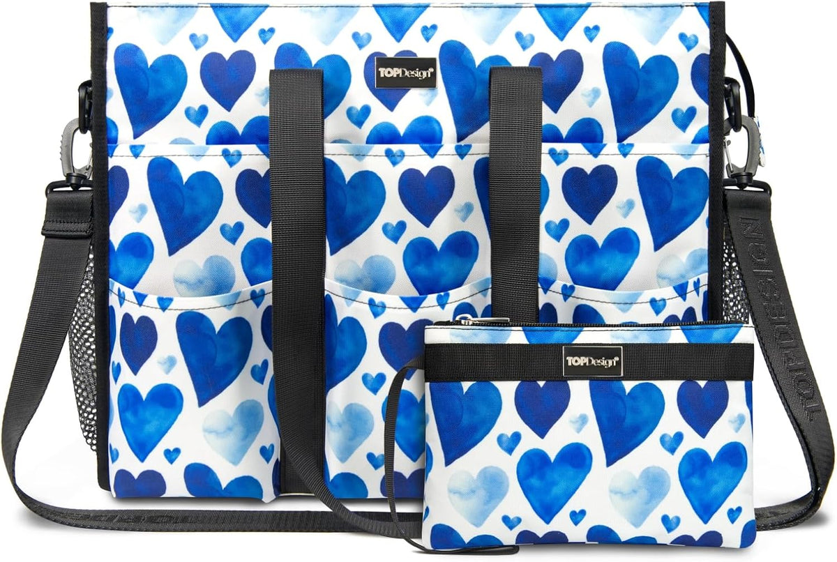 Utility Water Resistant Tote Bag with 22 Pockets, Zipper Closure