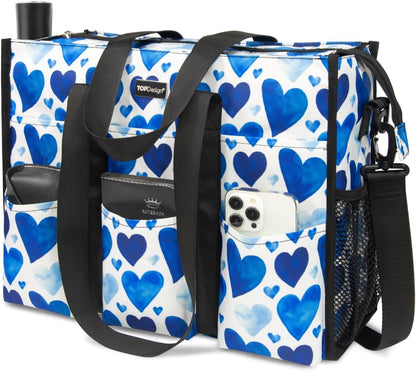 Utility Water Resistant Tote Bag with 22 Pockets, Zipper Closure