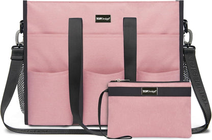 Utility Water Resistant Tote Bag with 22 Pockets, Zipper Closure