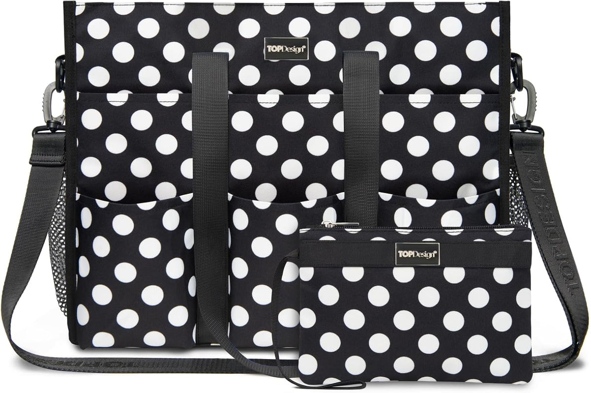 Utility Water Resistant Tote Bag with 22 Pockets, Zipper Closure