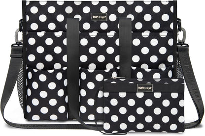 Utility Water Resistant Tote Bag with 22 Pockets, Zipper Closure