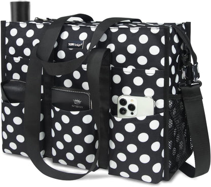 Utility Water Resistant Tote Bag with 22 Pockets, Zipper Closure