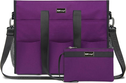 Utility Water Resistant Tote Bag with 22 Pockets, Zipper Closure