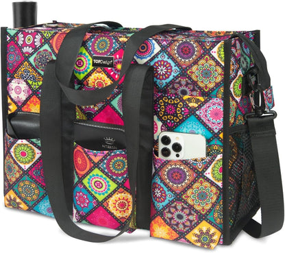Utility Water Resistant Tote Bag with 22 Pockets, Zipper Closure