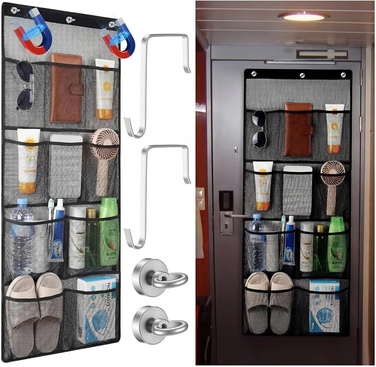 Magnetic Cruise Shower Organizer over the Door Organizer, Black