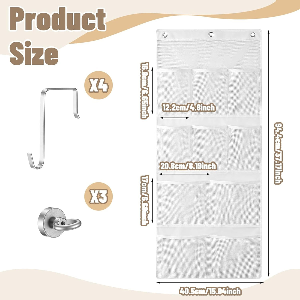 Magnetic Cruise Shower Organizer over the Door Organizer, Black