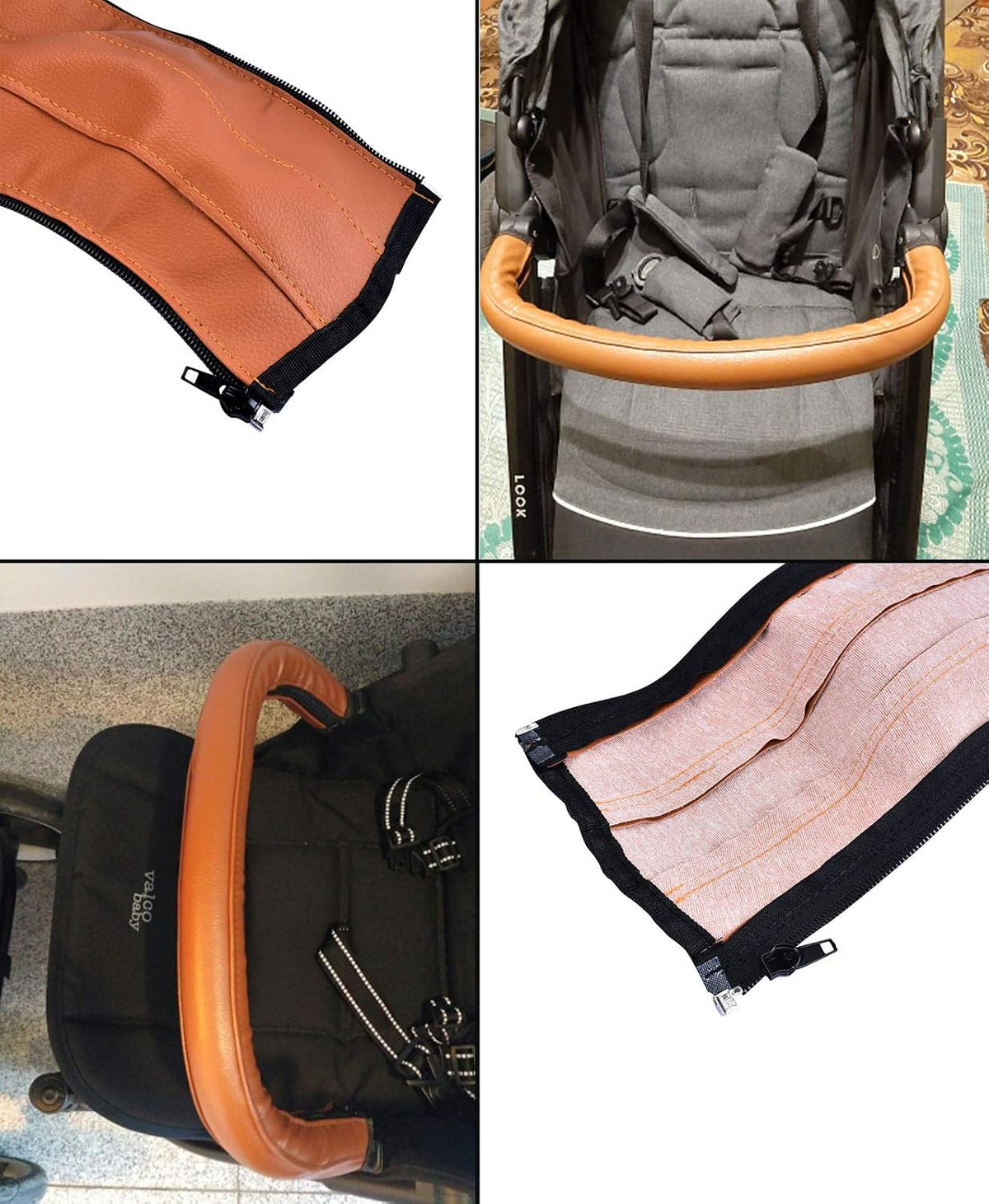 Universal Stroller Handlebar Cover – PU Leather Armrest Sleeve for Baby Strollers, Dustproof and Protective Grip for Infant and Toddler Prams, Brown