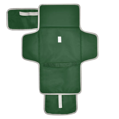 Solid Green Portable Diaper Changing Pad, Waterproof Baby Changing Mat with Storage Pocket & Built-in Pillow, Foldable Travel Pad, Newborn Gift Set for Boy Girl