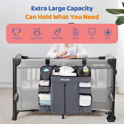 Diaper Organizer for Changing Table and Crib - Nursery Diaper Stacker Hanging Caddy for Baby Essentials