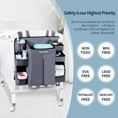 Diaper Organizer for Changing Table and Crib - Nursery Diaper Stacker Hanging Caddy for Baby Essentials