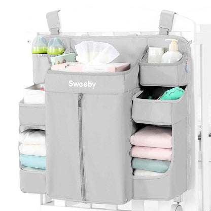 Diaper Organizer for Changing Table and Crib - Nursery Diaper Stacker Hanging Caddy for Baby Essentials