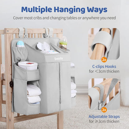 Diaper Organizer for Changing Table and Crib - Nursery Diaper Stacker Hanging Caddy for Baby Essentials