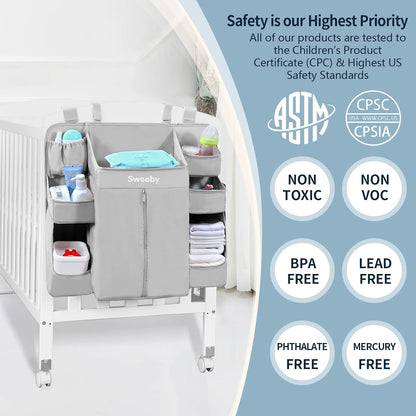 Diaper Organizer for Changing Table and Crib - Nursery Diaper Stacker Hanging Caddy for Baby Essentials