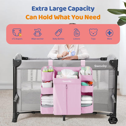 Diaper Organizer for Changing Table and Crib - Nursery Diaper Stacker Hanging Caddy for Baby Essentials