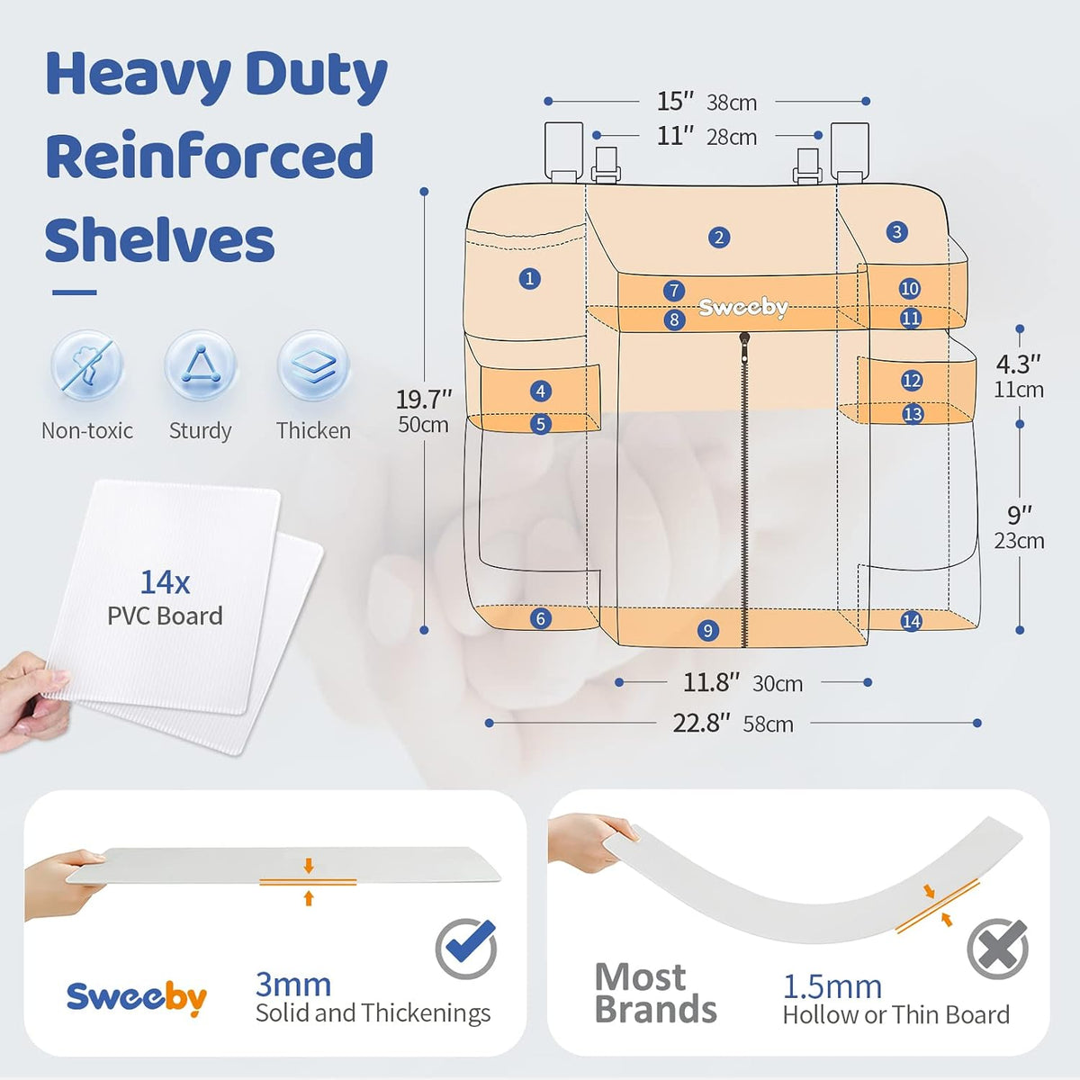 Diaper Organizer for Changing Table and Crib - Nursery Diaper Stacker Hanging Caddy for Baby Essentials