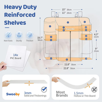Diaper Organizer for Changing Table and Crib - Nursery Diaper Stacker Hanging Caddy for Baby Essentials