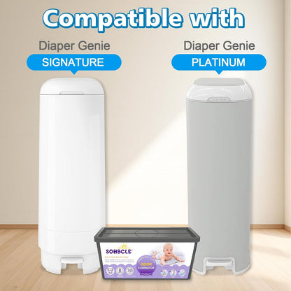 Refills Compatible with Genie Easy Roll Signature Diaper Pail and Platinum Diaper Pail, Upgraded 90 Bags Hold up to 4200 Newborn Diapers, Extra Thickness Powerful Odor Control