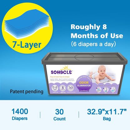 Refills Compatible with Genie Easy Roll Signature Diaper Pail and Platinum Diaper Pail, Upgraded 90 Bags Hold up to 4200 Newborn Diapers, Extra Thickness Powerful Odor Control