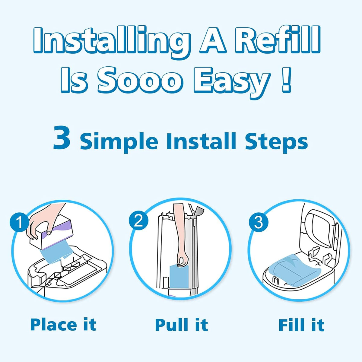 Refills Compatible with Genie Easy Roll Signature Diaper Pail and Platinum Diaper Pail, Upgraded 90 Bags Hold up to 4200 Newborn Diapers, Extra Thickness Powerful Odor Control