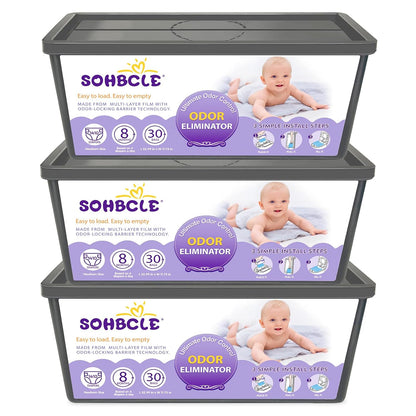 Refills Compatible with Genie Easy Roll Signature Diaper Pail and Platinum Diaper Pail, Upgraded 90 Bags Hold up to 4200 Newborn Diapers, Extra Thickness Powerful Odor Control