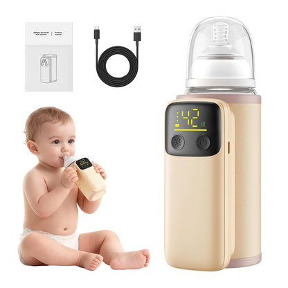 Portable Baby Bottle Warmer with 8000mAh Battery Suitable for Breastmilk and Formula Feeding Travel Baby Bottle Warmer for Breastmilk Waterless Heating System Digital Display Keeps Warm While Feeding