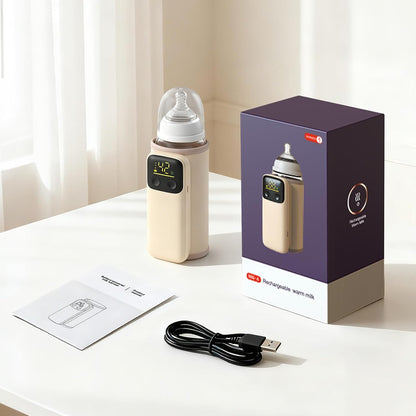 Portable Baby Bottle Warmer with 8000mAh Battery Suitable for Breastmilk and Formula Feeding Travel Baby Bottle Warmer for Breastmilk Waterless Heating System Digital Display Keeps Warm While Feeding