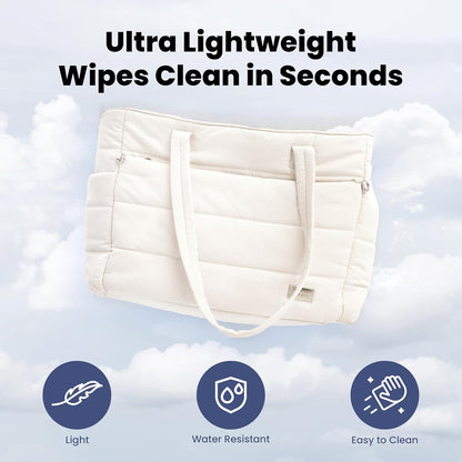 Puffer Dog Travel Bag for Dog Moms, Diaper Bag with Travel Bowls