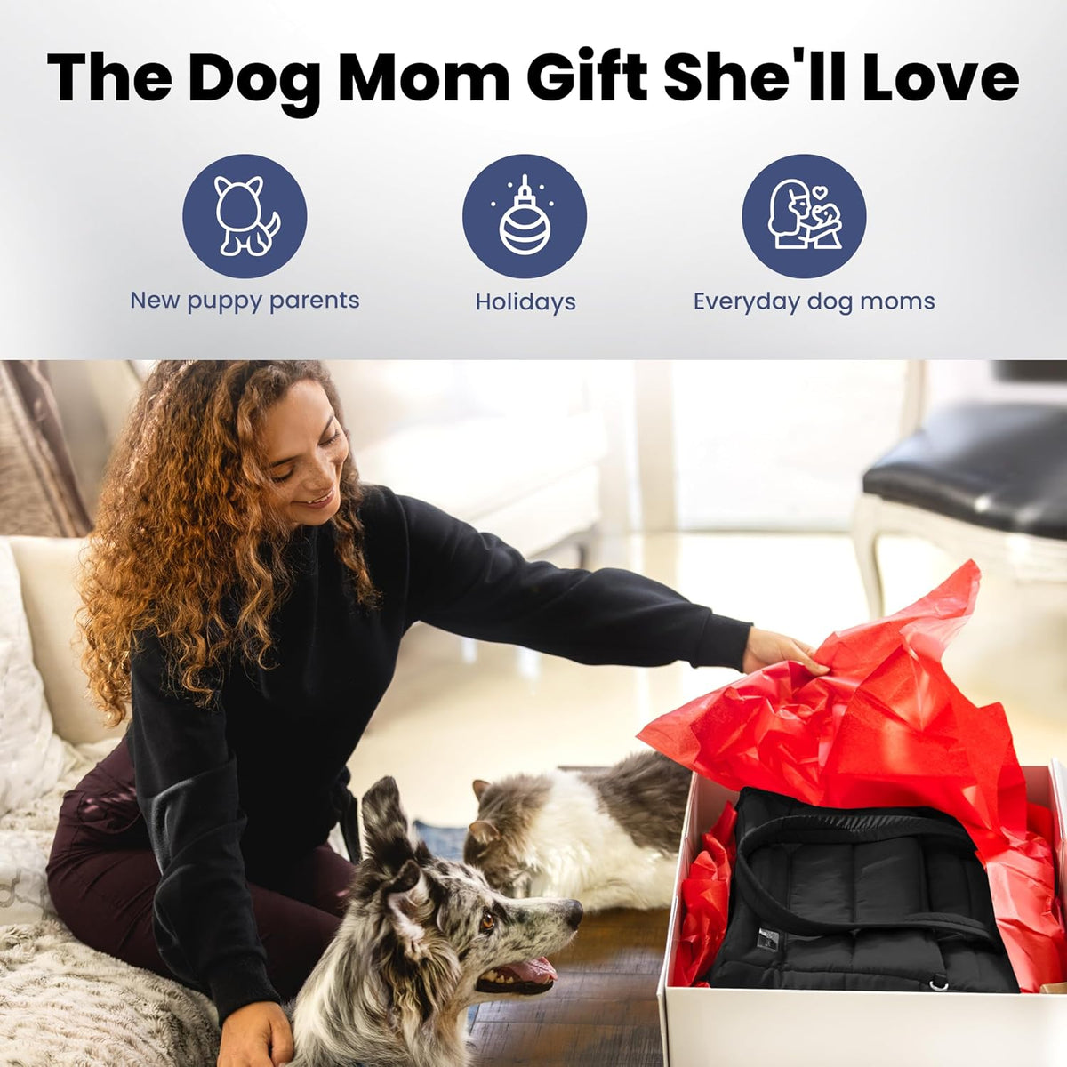 Puffer Dog Travel Bag for Dog Moms, Diaper Bag with Travel Bowls