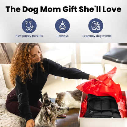 Puffer Dog Travel Bag for Dog Moms, Diaper Bag with Travel Bowls