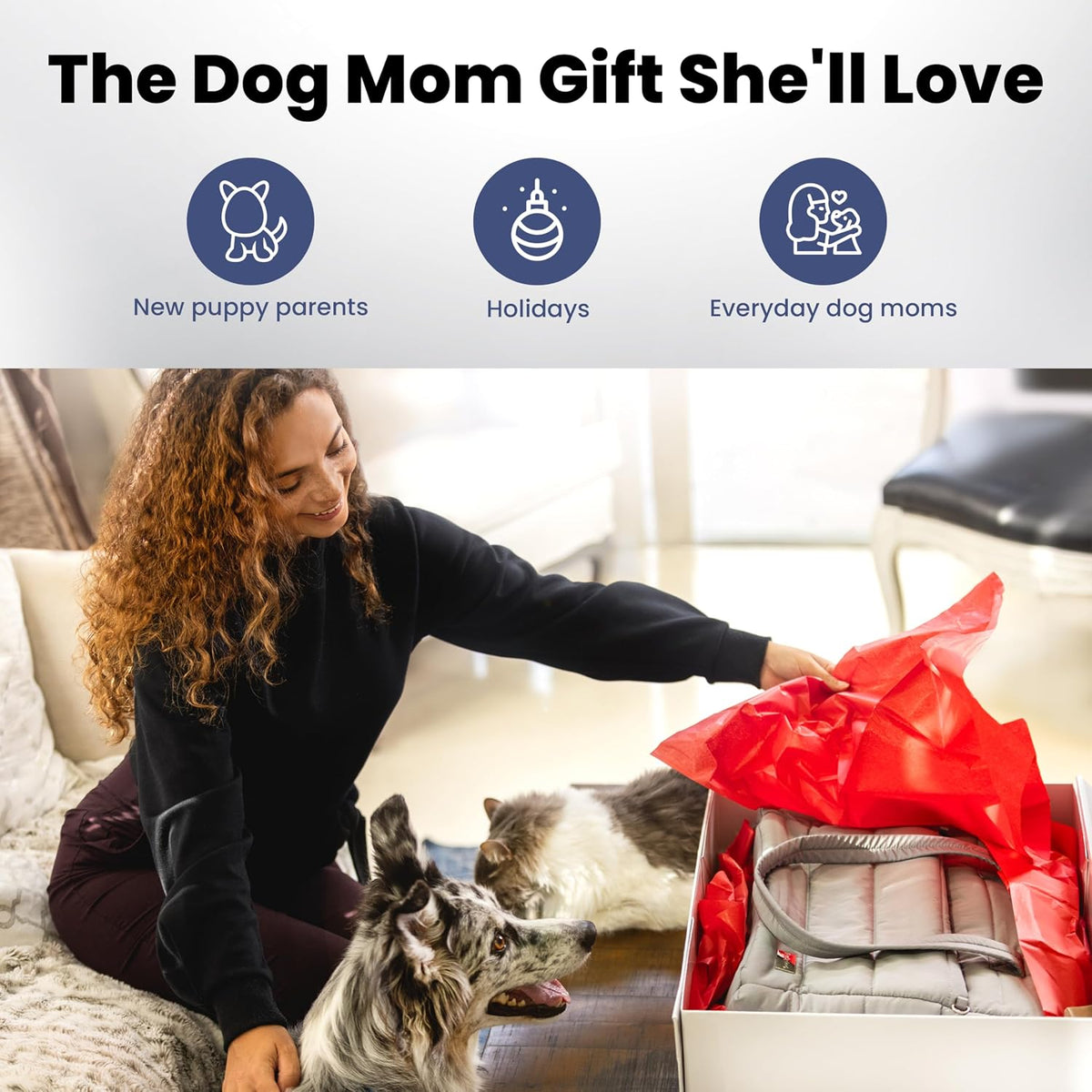 Puffer Dog Travel Bag for Dog Moms, Diaper Bag with Travel Bowls