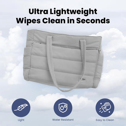 Puffer Dog Travel Bag for Dog Moms, Diaper Bag with Travel Bowls
