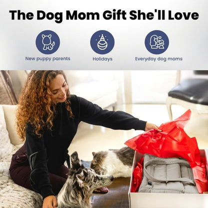Puffer Dog Travel Bag for Dog Moms, Diaper Bag with Travel Bowls