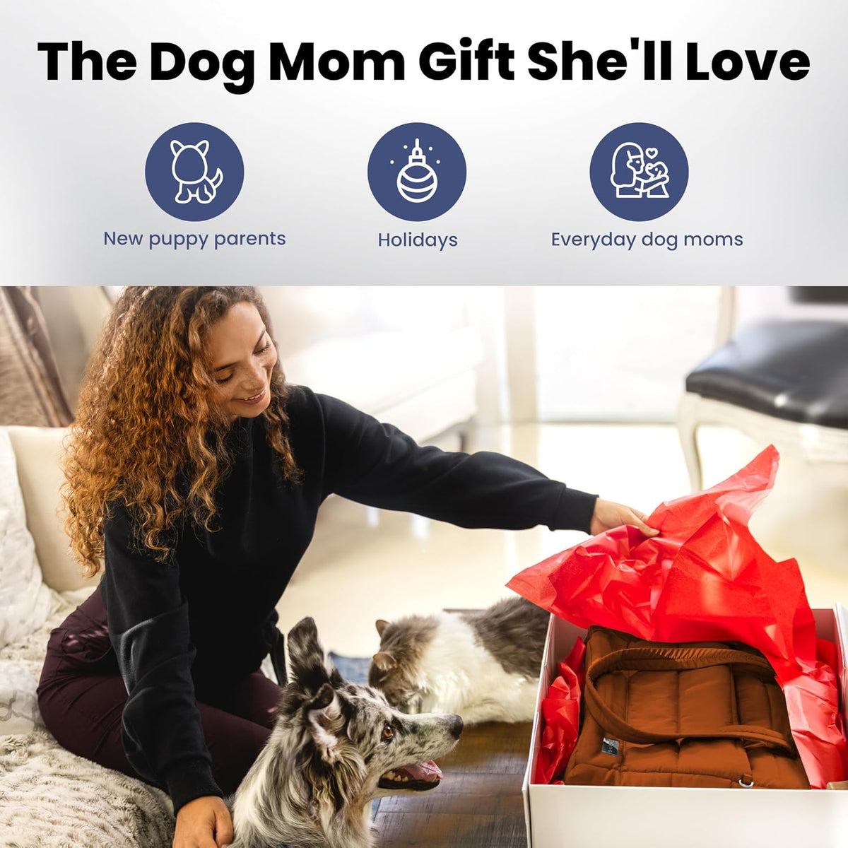 Puffer Dog Travel Bag for Dog Moms, Diaper Bag with Travel Bowls