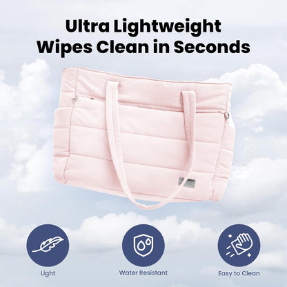 Puffer Dog Travel Bag for Dog Moms, Diaper Bag with Travel Bowls