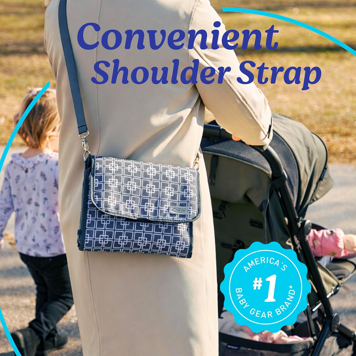 Portable Baby Changing Pad with Organizer Pockets and Shoulder Strap