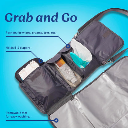 Portable Baby Changing Pad with Organizer Pockets and Shoulder Strap