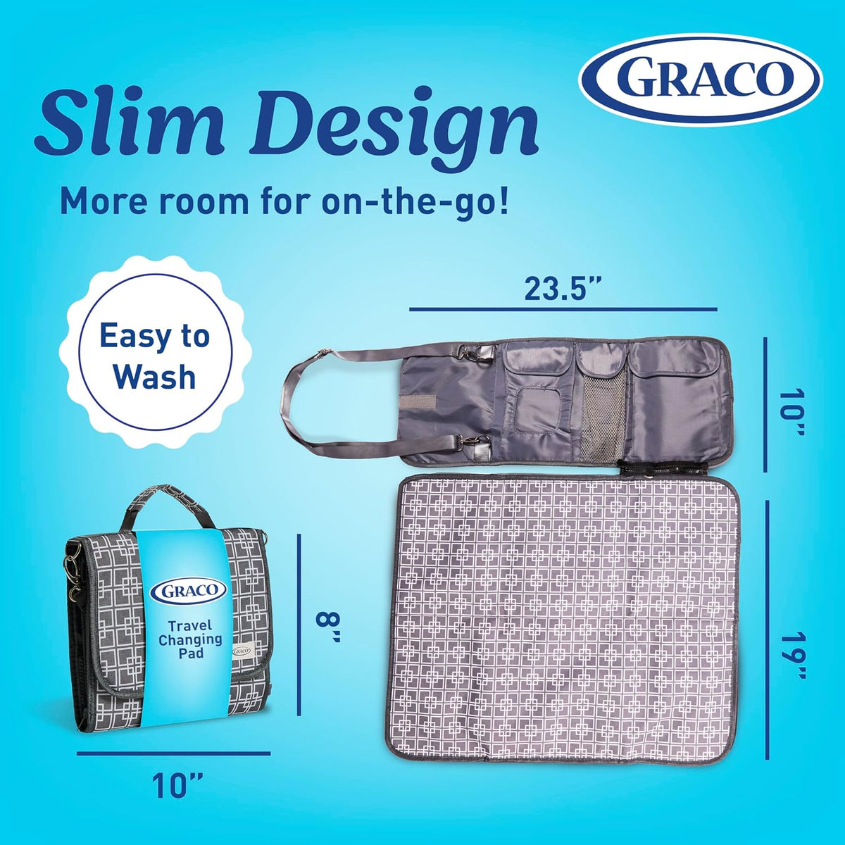 Portable Baby Changing Pad with Organizer Pockets and Shoulder Strap