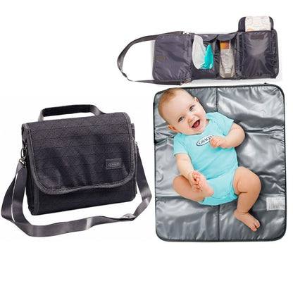 Portable Baby Changing Pad with Organizer Pockets and Shoulder Strap