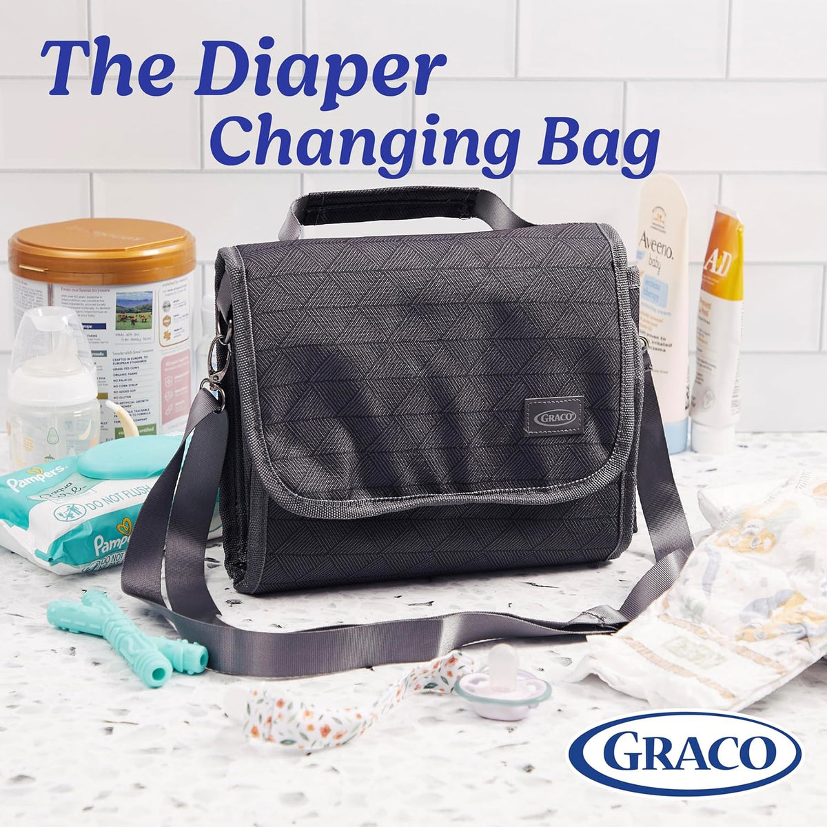 Portable Baby Changing Pad with Organizer Pockets and Shoulder Strap