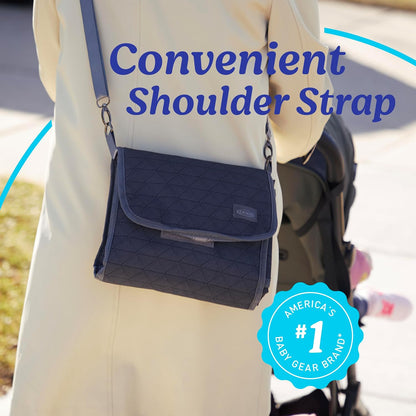 Portable Baby Changing Pad with Organizer Pockets and Shoulder Strap