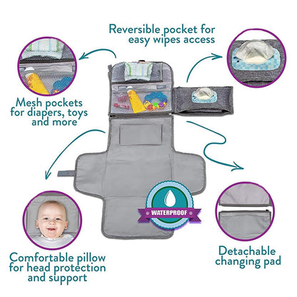 Portable Changing Pad for Baby Changing Pad & Diaper Changer Travel Bag Baby Changing Pad Travel Diaper Changing Mat with Wet Tissue Holder for Walking Travelling